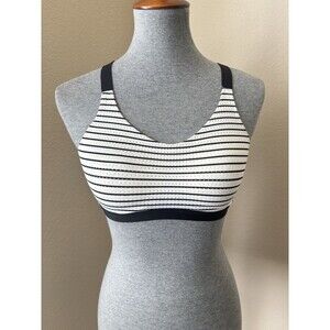 Victoria’s Secret Sport Size 34B White Black Striped Padded Racerback Bra